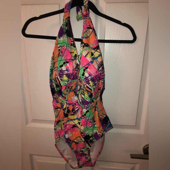 Halter style one piece swimsuit size large - Picture 4 of 5